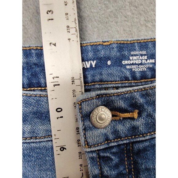 Old Navy Jeans Womens 6 30x25.5 Vintage Flare Cropp Blue High Rise Stretch Boho - Picture 8 of 12
